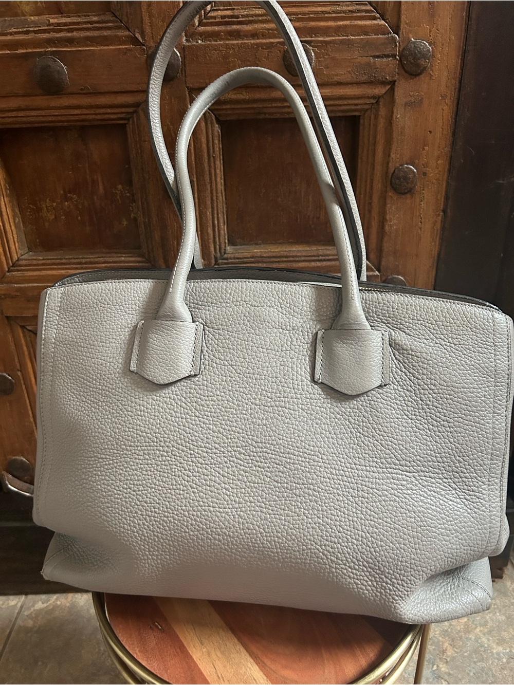 Furla Alba Medium gray pebbled Leather in light Onice gray tote - Picture 6 of 15